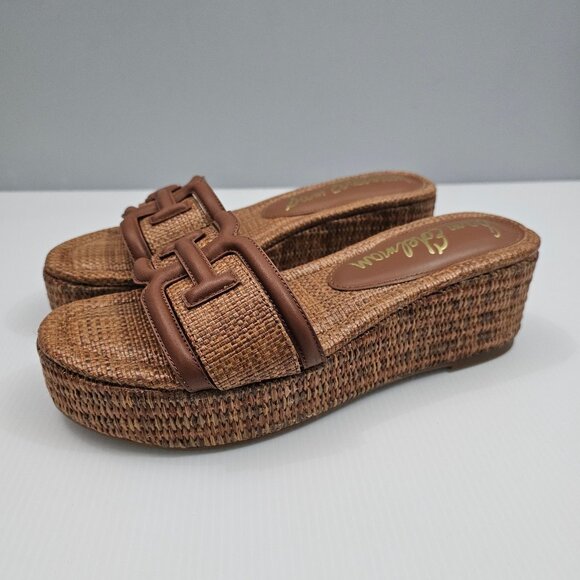 Sam Edelman Pauleena Platform Sandal Womens 8 Brown Woven Raffia Slide NEW - Picture 13 of 13
